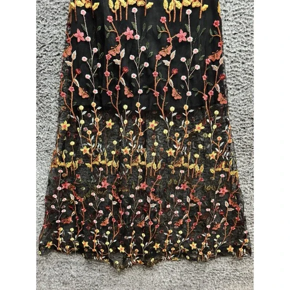 Endless Rose IMMEASURABLE JOY EMBROIDERED MESH MAXI DRESS Black Size Small  NWT